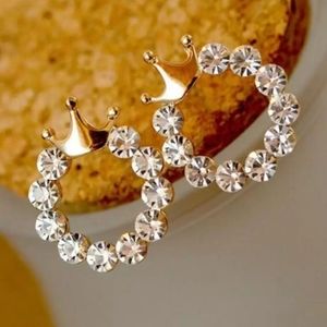 Shining Crystal Princess Crown Stud Earrings